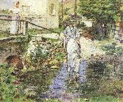 Theodore Robinson Pere Trognon and His Daughter at the Bridge oil painting artist